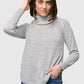 Mossy Shirttail Cowl Neck Sweater in Gray