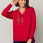 Jersey Stitch V-Neck Sweater in Red