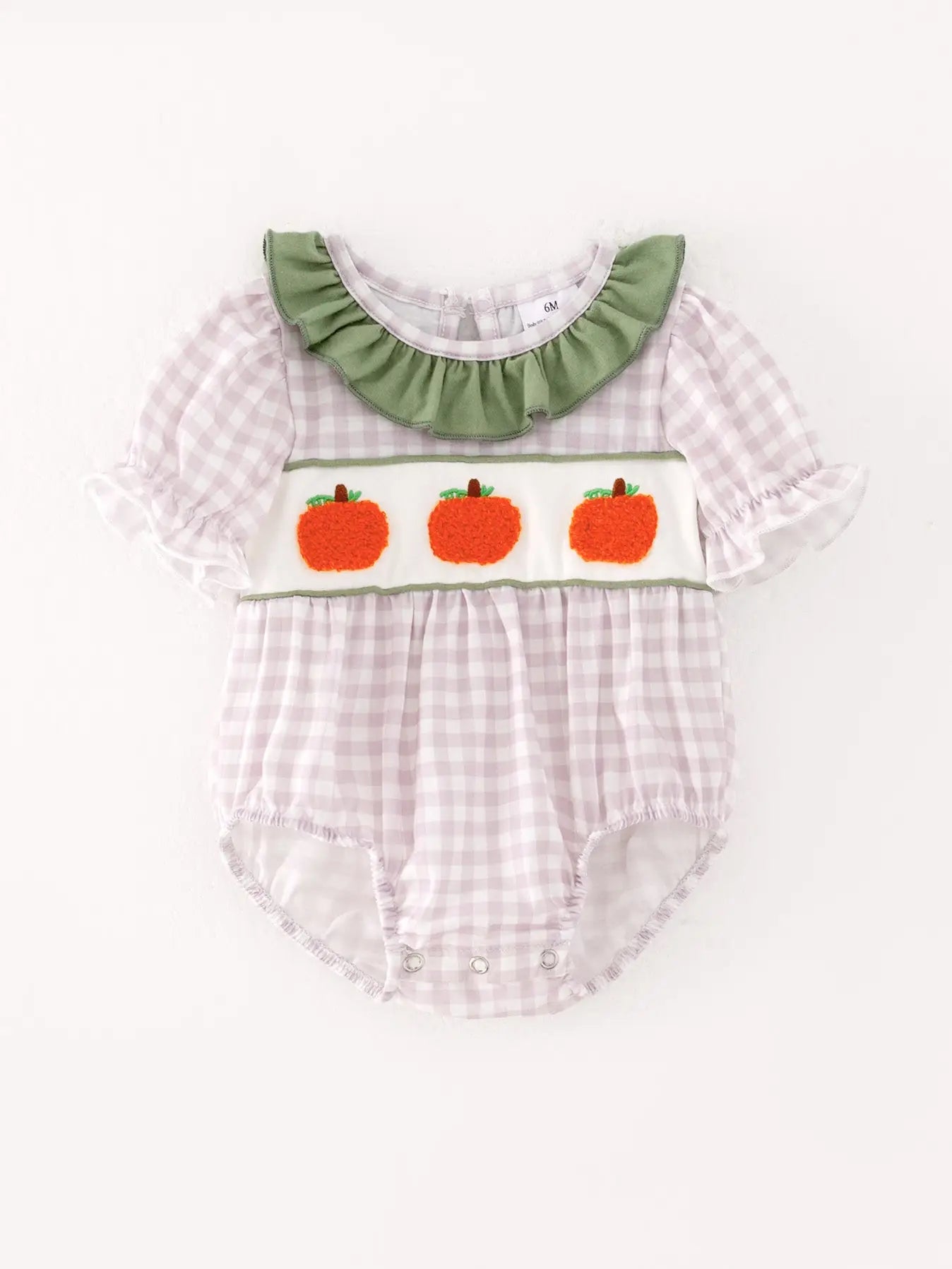 Girls Pumpkin Chenille Patches Romper