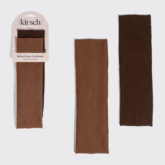 Fabric Ribbed Elastic Headbands 2pc Set