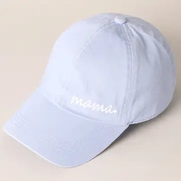 Mama Letters Embroidered Baseball Cap in Light Blue