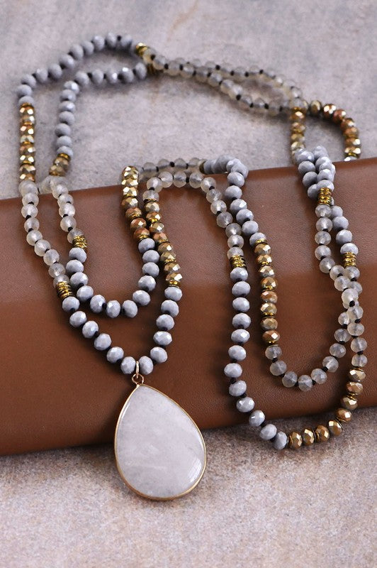 Boho Mixed Glass Bead Wrap Necklace