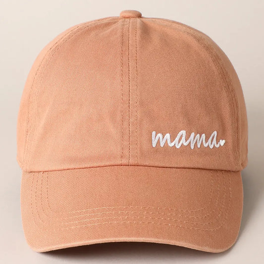 Mama Letters Embroidered Baseball Cap in Clay