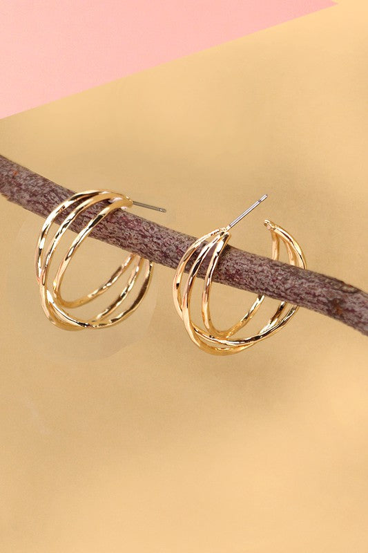 TRIPLE INTERTWINED HOOP EARRINGS