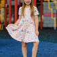 Back To School Rainbow Print Girls Dress Short Sleeve