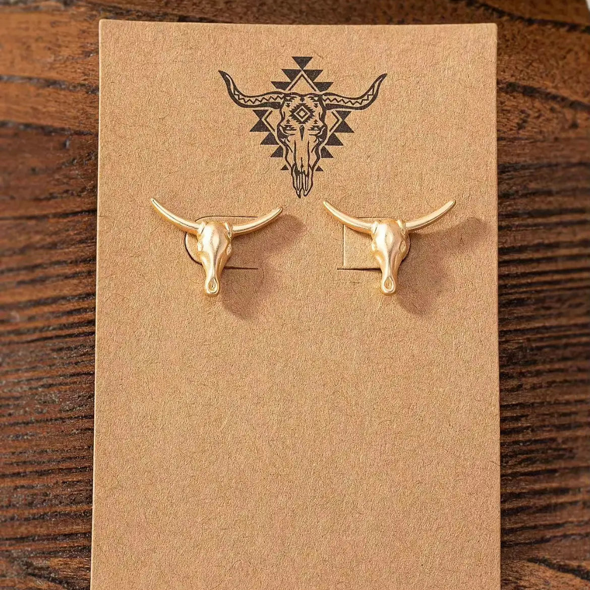 Longhorn Stud Earrings in Gold