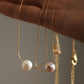 18K Gold Non-Tarnish Stainless Steel Dainty Pearl Necklace in Pink