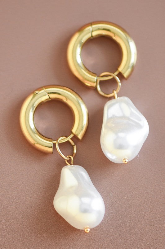 18K Waterproof Non-Tarnish Stainless Steel Pearl Drops