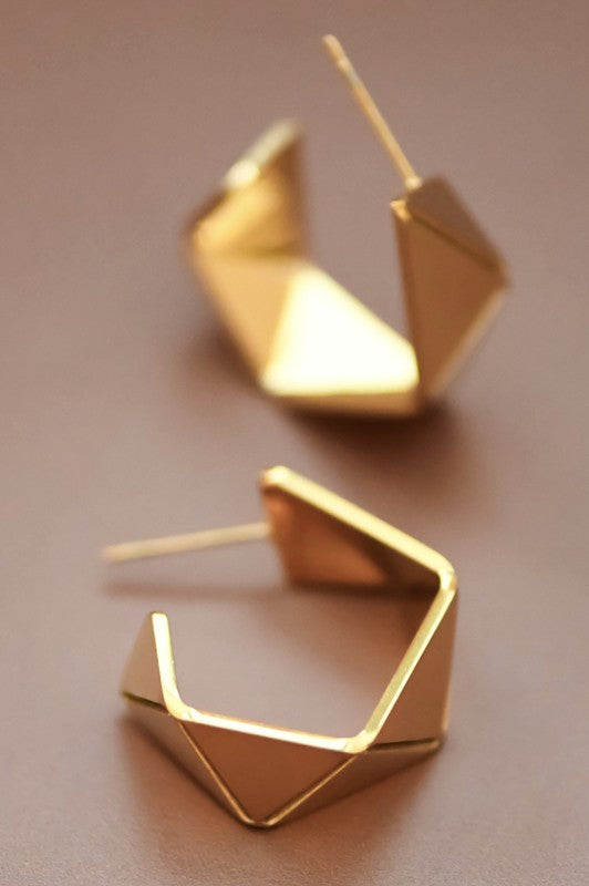 18K Waterproof Non-Tarnish Stainless Steel Geometric Hoops