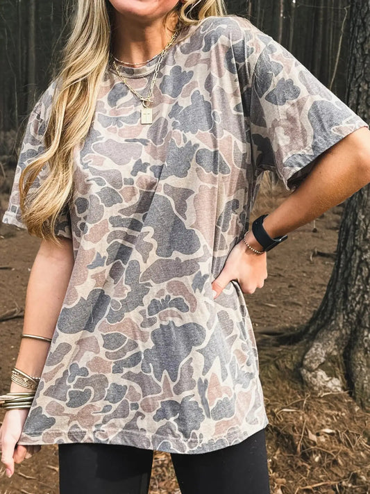 Multicolor Retro Camouflage Print Shirt