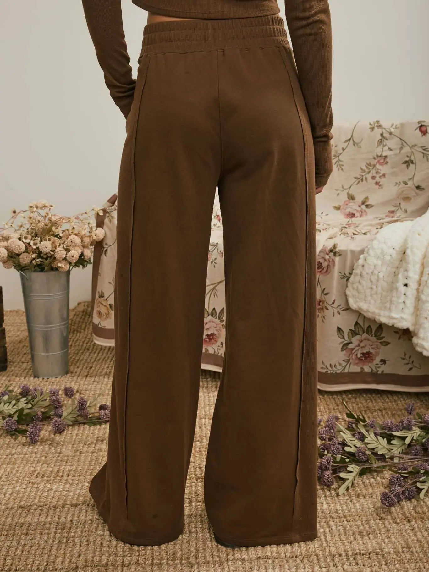 Elastic Waist Side Panel Knit Lounge Pants