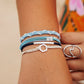 "Dream" Silver Hexagon Charm Blue Hair Tie Bracelets