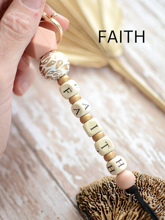 Faith Word Bead Keyring