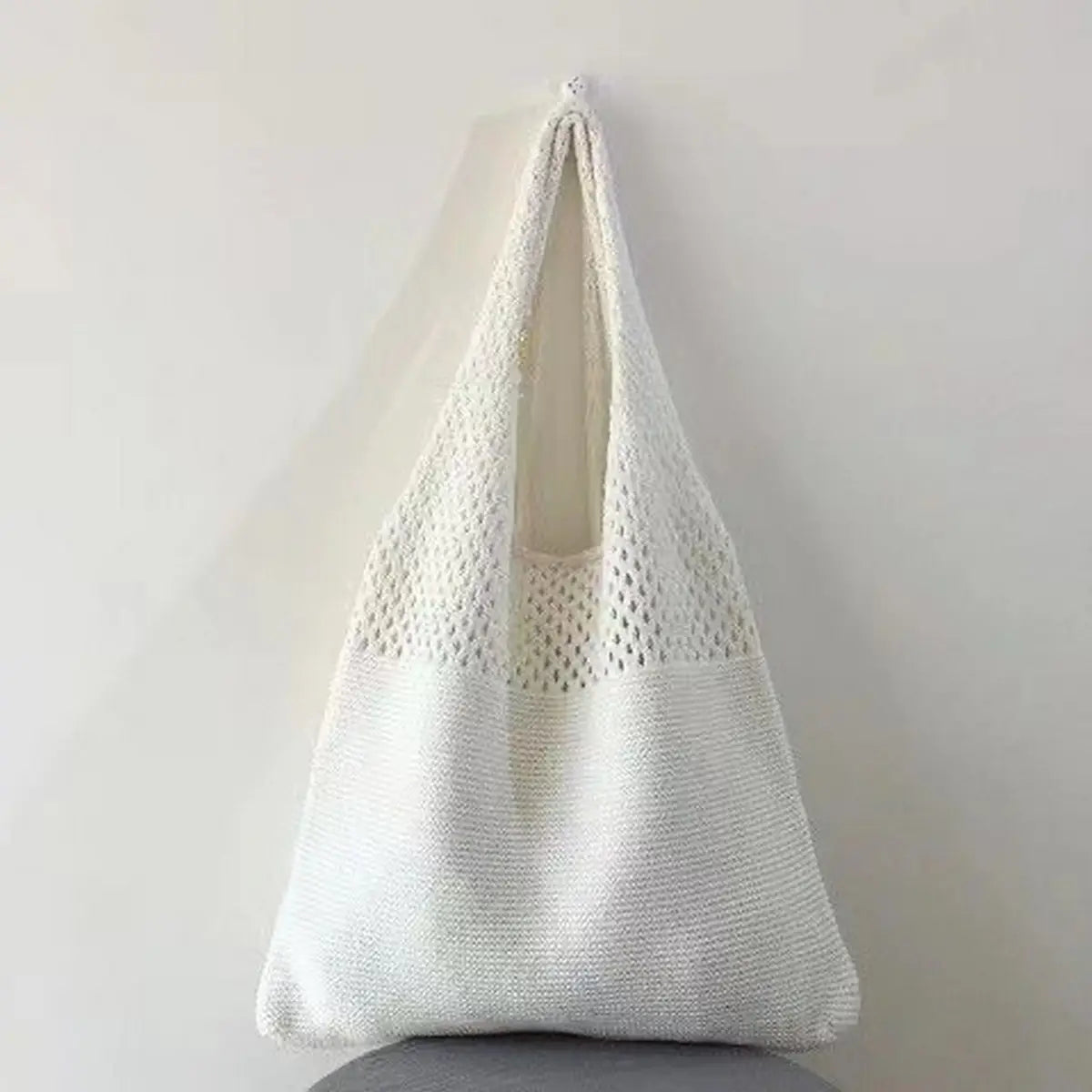 Vintage Knit Tote in White