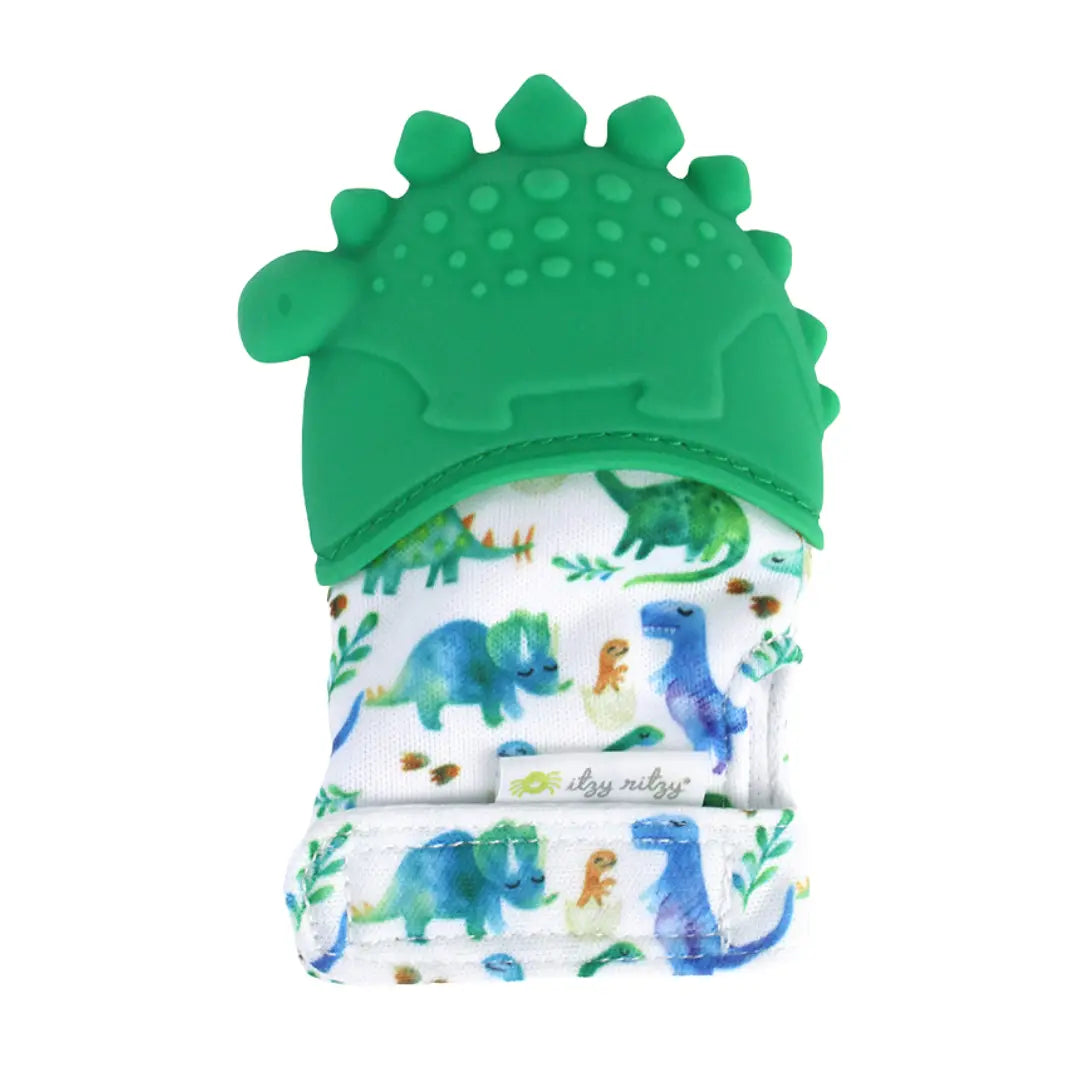 Itzy Mitt™ Silicone Teething Mitts in Dinosaur