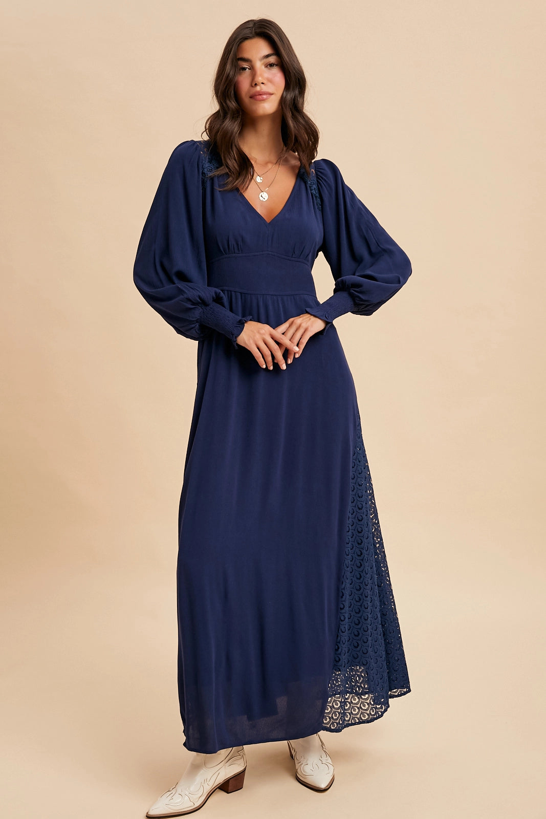 Lace Panel Maxi Dress