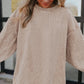Oversized Ribbed Sweatshirt in Tan