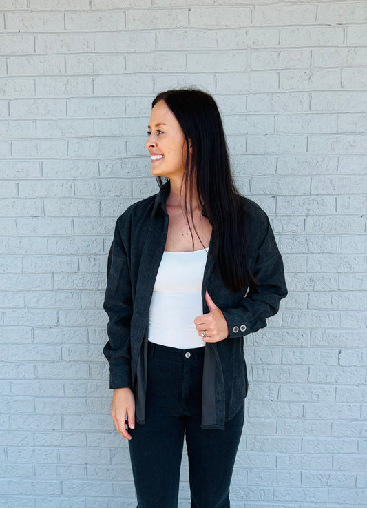 Julie Corduroy Shacket in Ashe Grey**FINAL SALE**