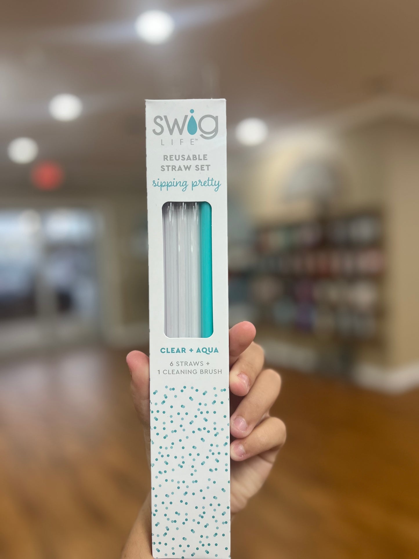 Clear + Aqua Reusable Straw Set
