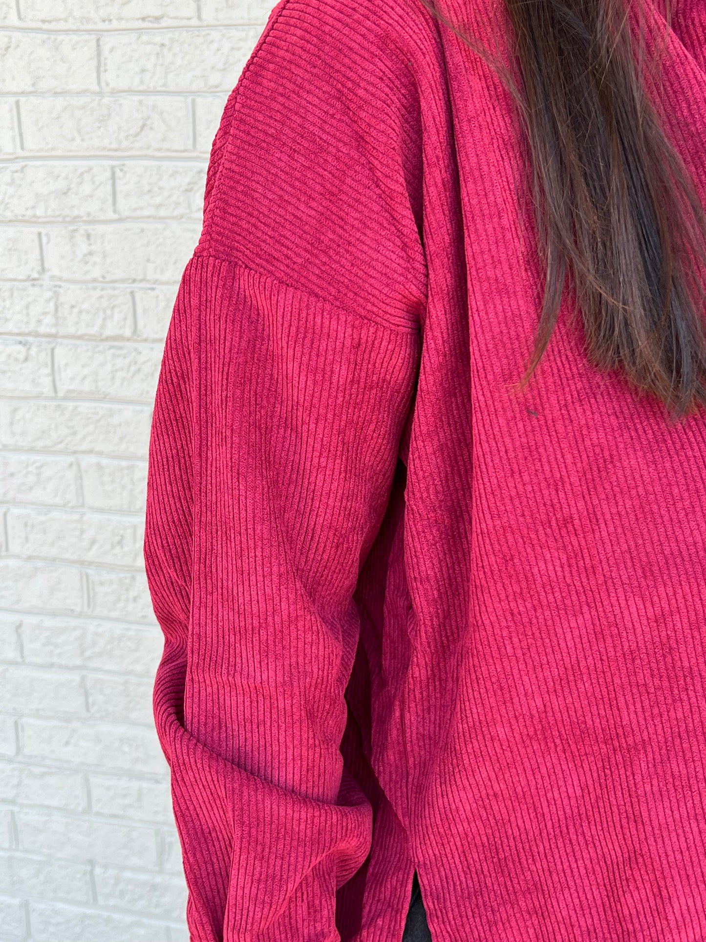 Julie Corduroy Shacket in Cabernet**FINAL SALE**