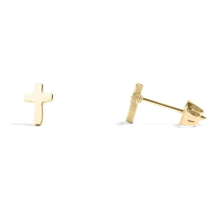18K Gold Stainless Steel Cross Stud Earrings