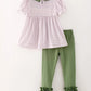 Girls Pumpkin Chenille Patches Plaid Top + Pants Set
