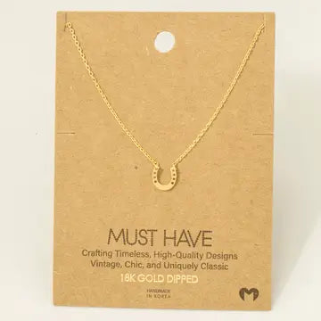 Mini Horseshoe Pendant Necklace-Gold