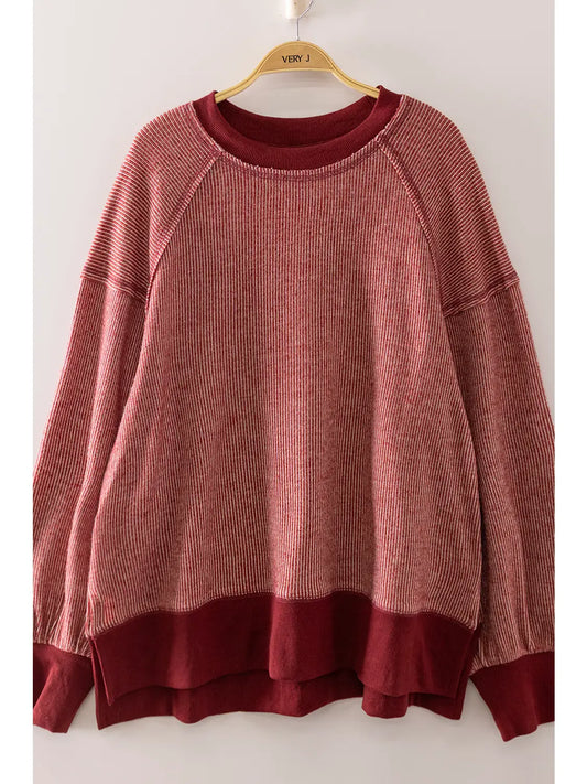 Vintage Thermal Sweater-Burgundy