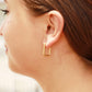 18K Gold Rounded Rectangle Everyday Huggie Earrings