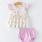 Floral “I ❤ Mama” Smocked Baby Girls Bloomer Set
