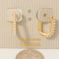 Pearl Studded Rectangle Hoop Earrings