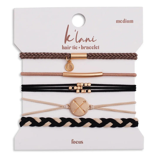 "Focus" Gold Arrow Charm Hair Tie Bracelets