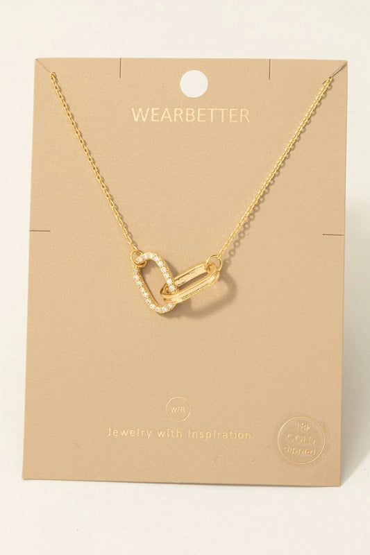 Oval Link Pendant Necklace-Gold