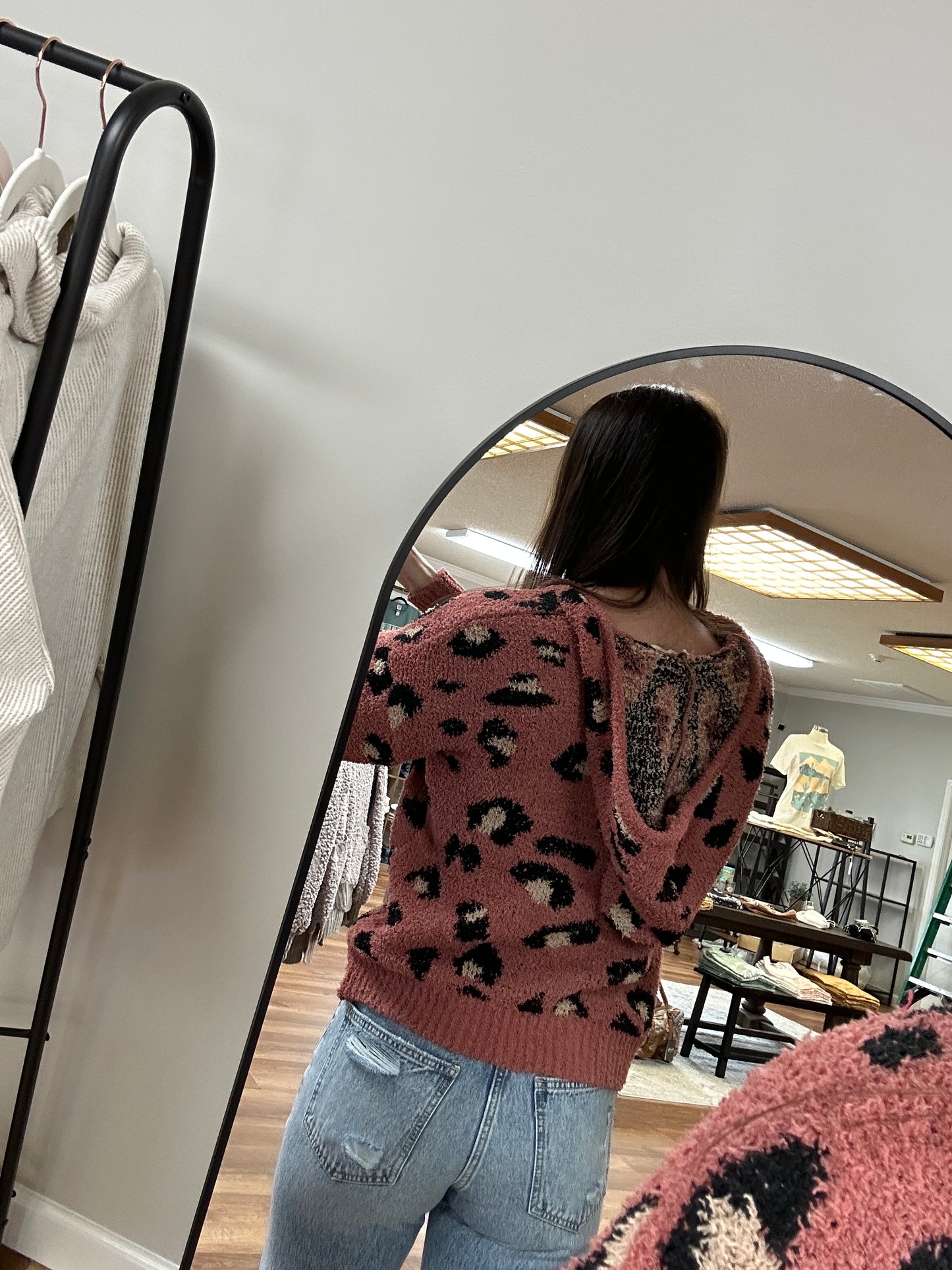 Chandler Leopard Hooded Sweater in Brick**FINAL SALE**