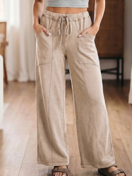 Mineral Wash Drawstring Retro Loose Pants