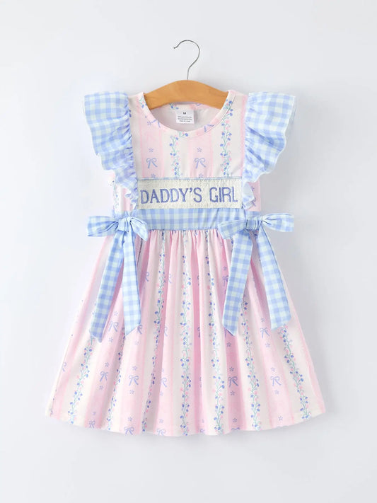 “Daddy's Girl” Smocked Plaid Girls Dress