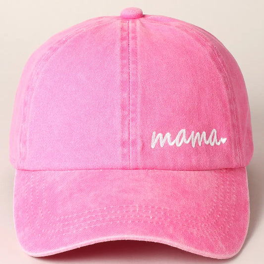 Mama Letters Embroidered Baseball Cap in Hot Pink