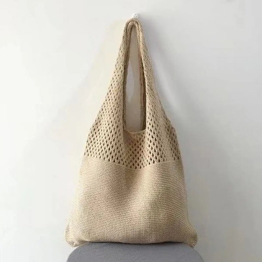 Vintage Knit Tote in Khaki