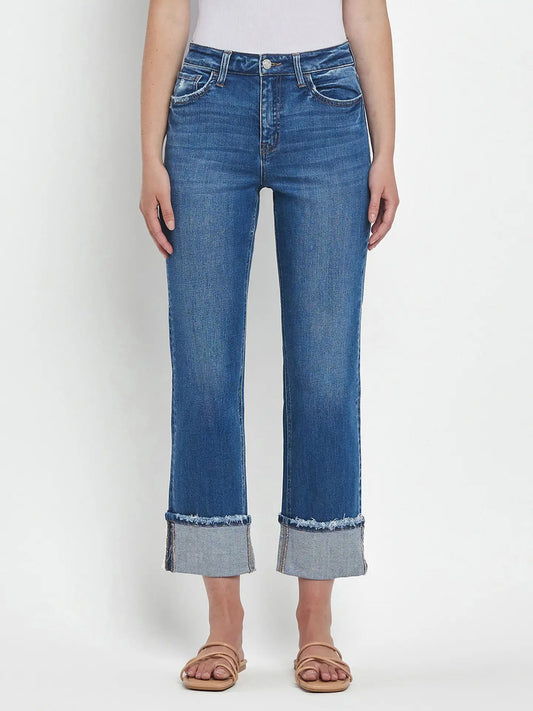 Nicholas High Rise Cuffed Straight Jeans by VERVET by FLYING MONKEY