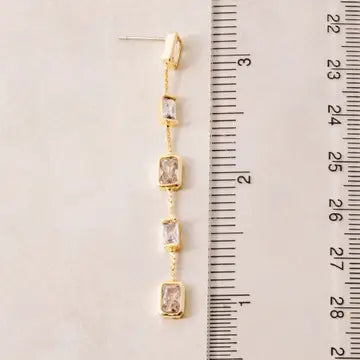 Long Emerald Cut Drop Earrings
