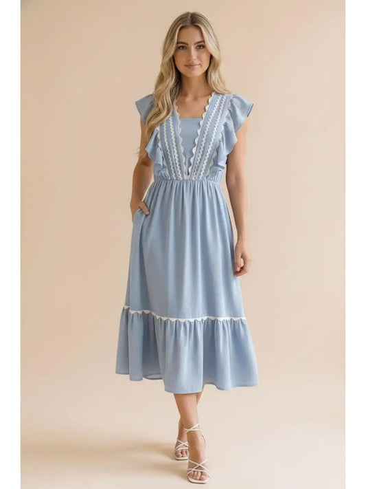 Ric Rac Ruffle Midi Dress