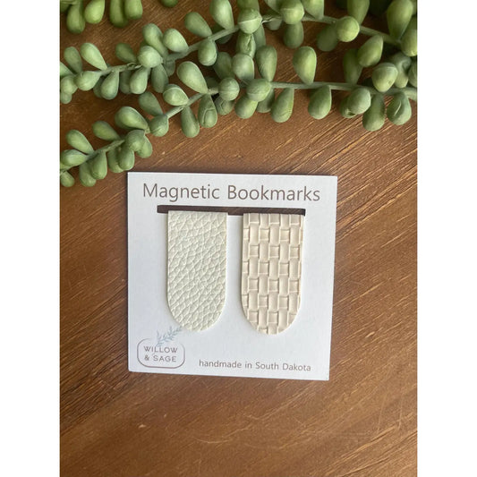 Neutral Woven Magnetic Bookmark Pair
