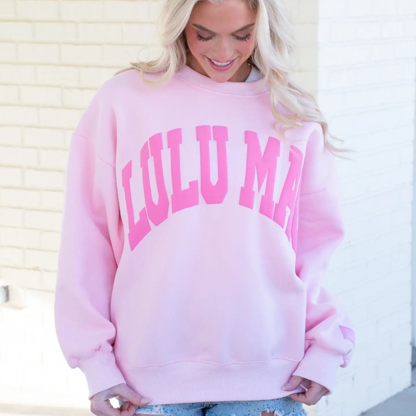 Lulu Mac Crewneck-Light Pink/Pink Puff