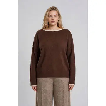 Contrast Trim Off Shoulder Sweater