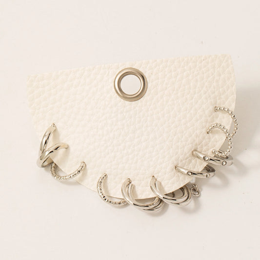 Mixed Metallic Hoop Earrings Set-Silver