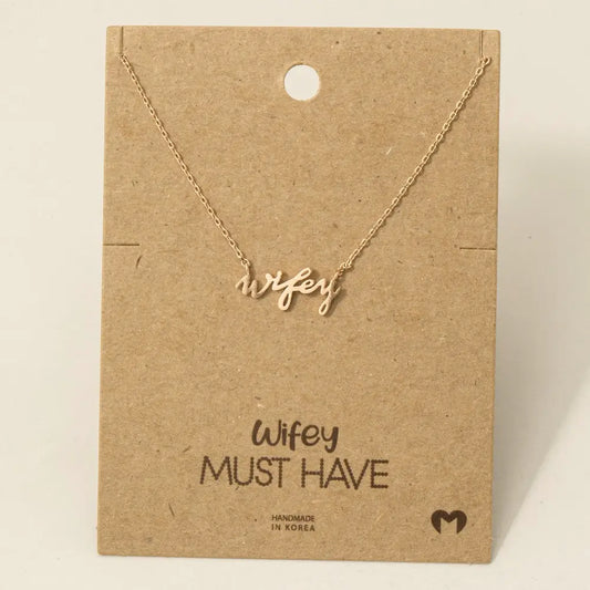 Wifey Handwritten Pendant Necklace-Rose Gold