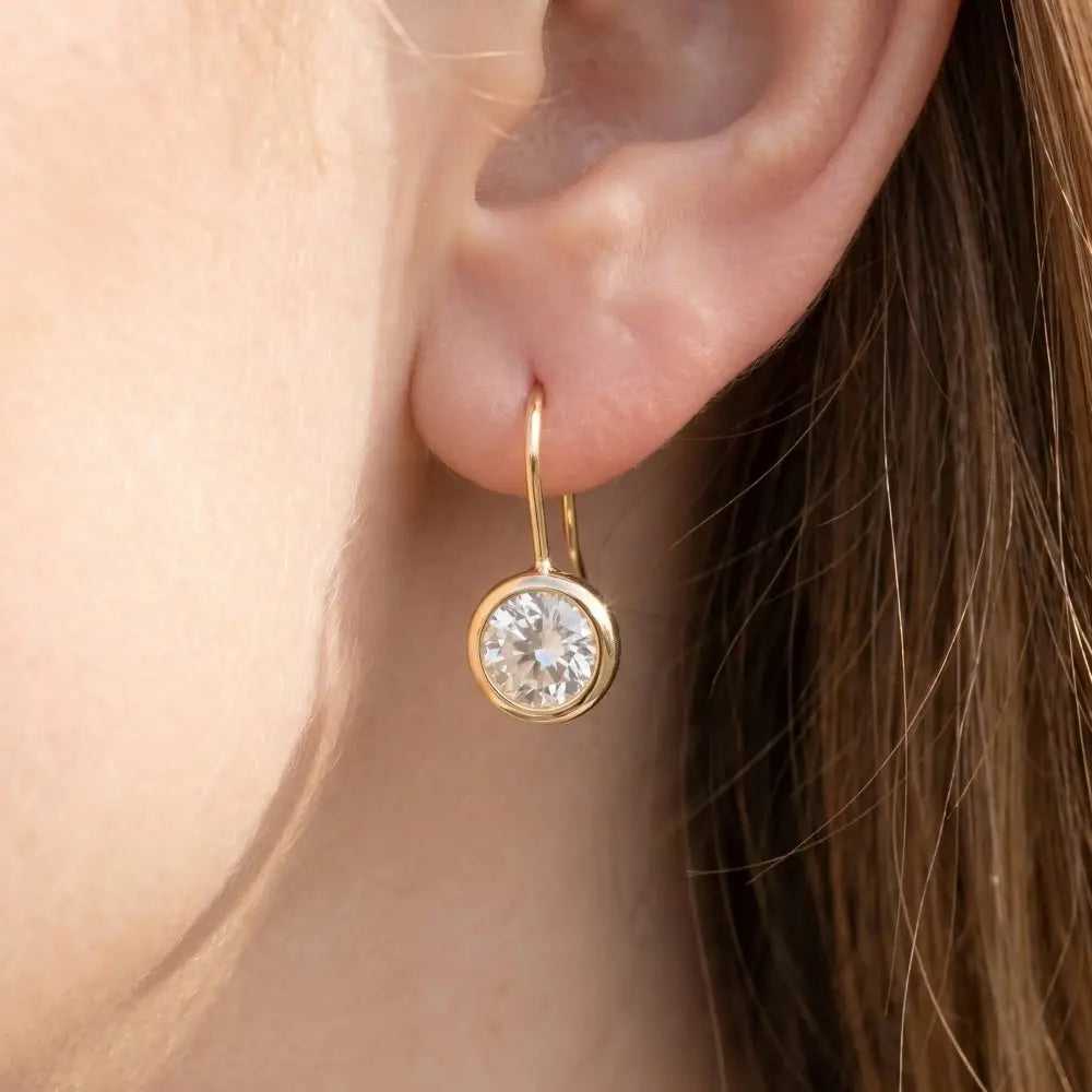 Round Drop Earrings-Gold