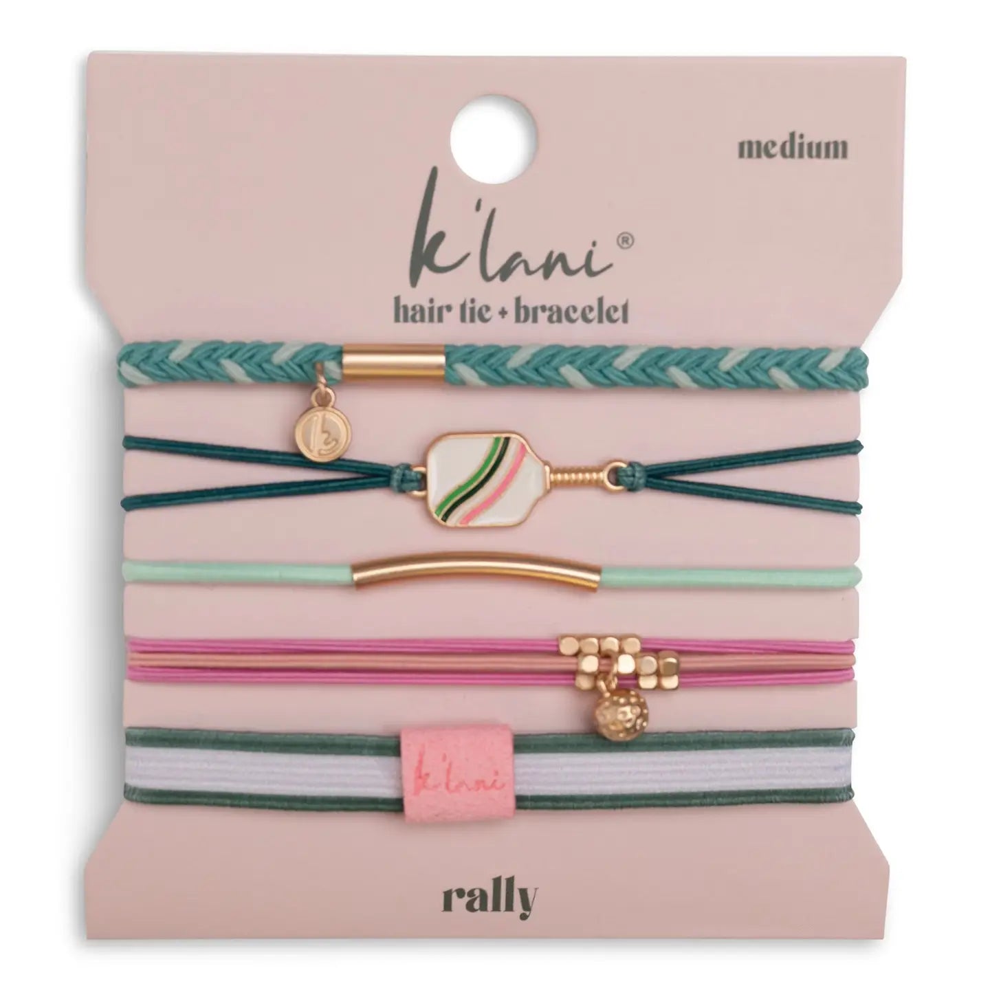 "Rally" Pickleball with Pink and Green Hair Tie Bracelets