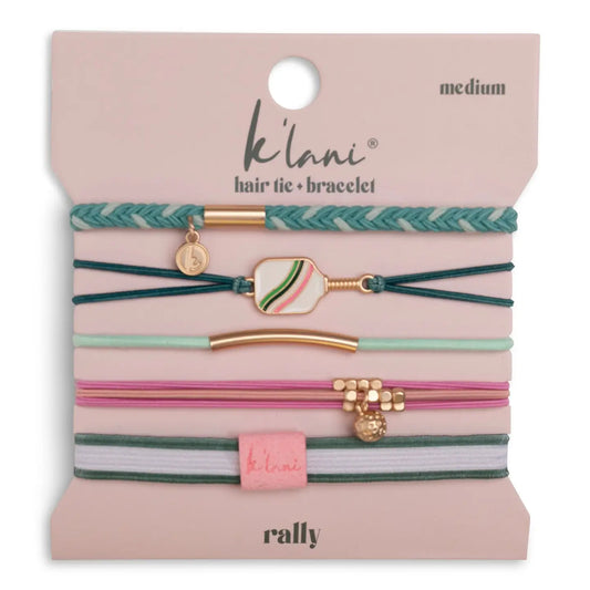 "Rally" Pickleball with Pink and Green Hair Tie Bracelets