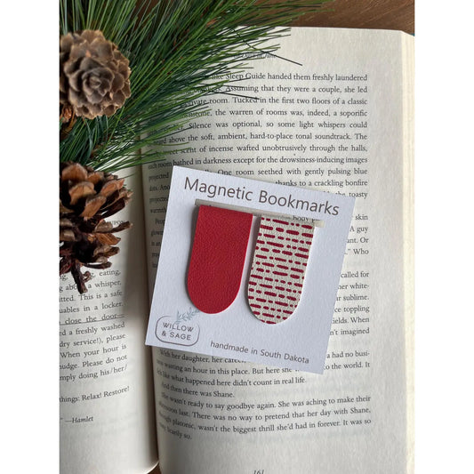Magnetic Bookmark Pair-Red Braille